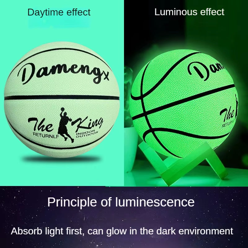 New Adult and Children'S anti Slip and Wear-Resistant Luminous Basketball with Size 5 7 and 6 PU Soft Leather for Outdoor Use