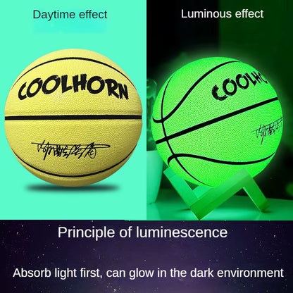 New Adult and Children'S anti Slip and Wear-Resistant Luminous Basketball with Size 5 7 and 6 PU Soft Leather for Outdoor Use