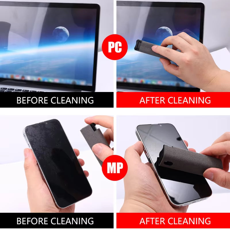 2-In-1 Mobile Phone Screen Spray Bottle Computer Screen Cleaner with Microfiber Cloth Set Cleaning Tools Car Cleaning Supplies