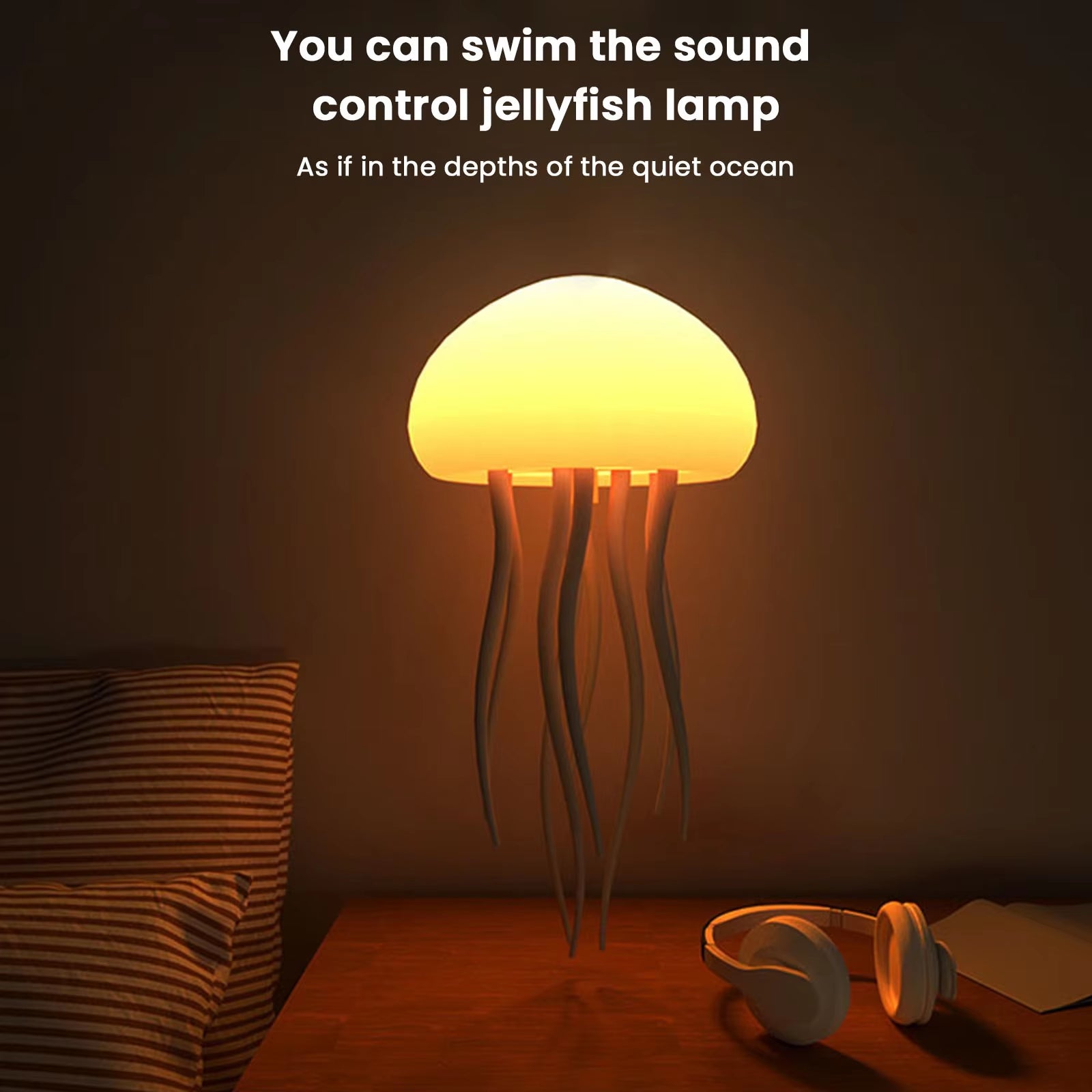 The Jellyfish Atmosphere Light with Warm Light and Full -Color Gradient Jellyfish Two Modes 9 Can Automatically Rotate Tentacles