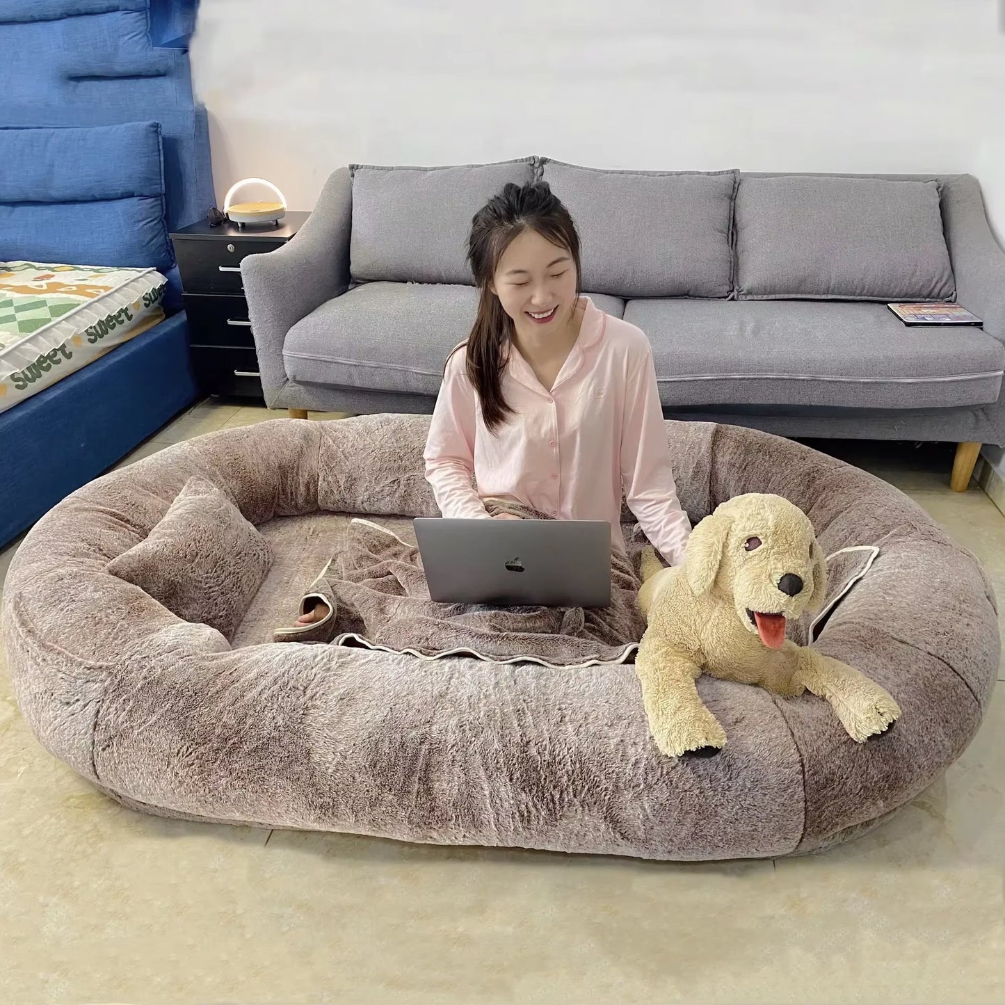 Large New Human Dog Bed Extra Removable and Washable Pet Products Pocket Design Beanbag Sofa Premium Plush Giant Cat and Dog Mat