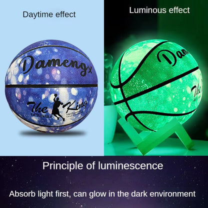 New Adult and Children'S anti Slip and Wear-Resistant Luminous Basketball with Size 5 7 and 6 PU Soft Leather for Outdoor Use