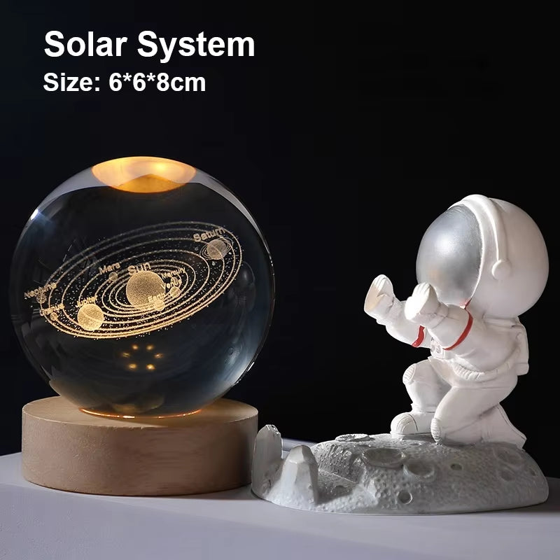 LED Night Light Milky Way Galaxy Solar System Crystal Ball Children Night Lamp Bedroom Ambient Light Creative Gift Night Light