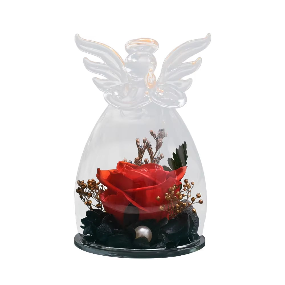 Roses Angel Glass Dome Preserved Everlasting Flowers Gift Set for Valentine'S Day Mother'S Day Christmas Thanksgiving Graduat Gi