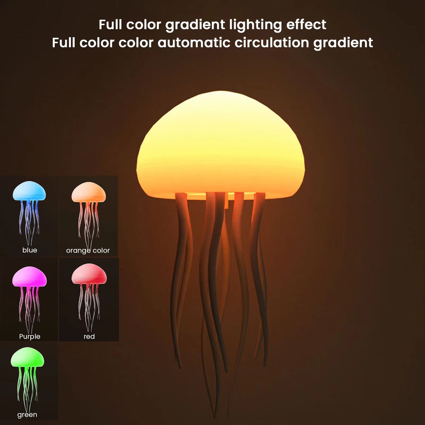 The Jellyfish Atmosphere Light with Warm Light and Full -Color Gradient Jellyfish Two Modes 9 Can Automatically Rotate Tentacles