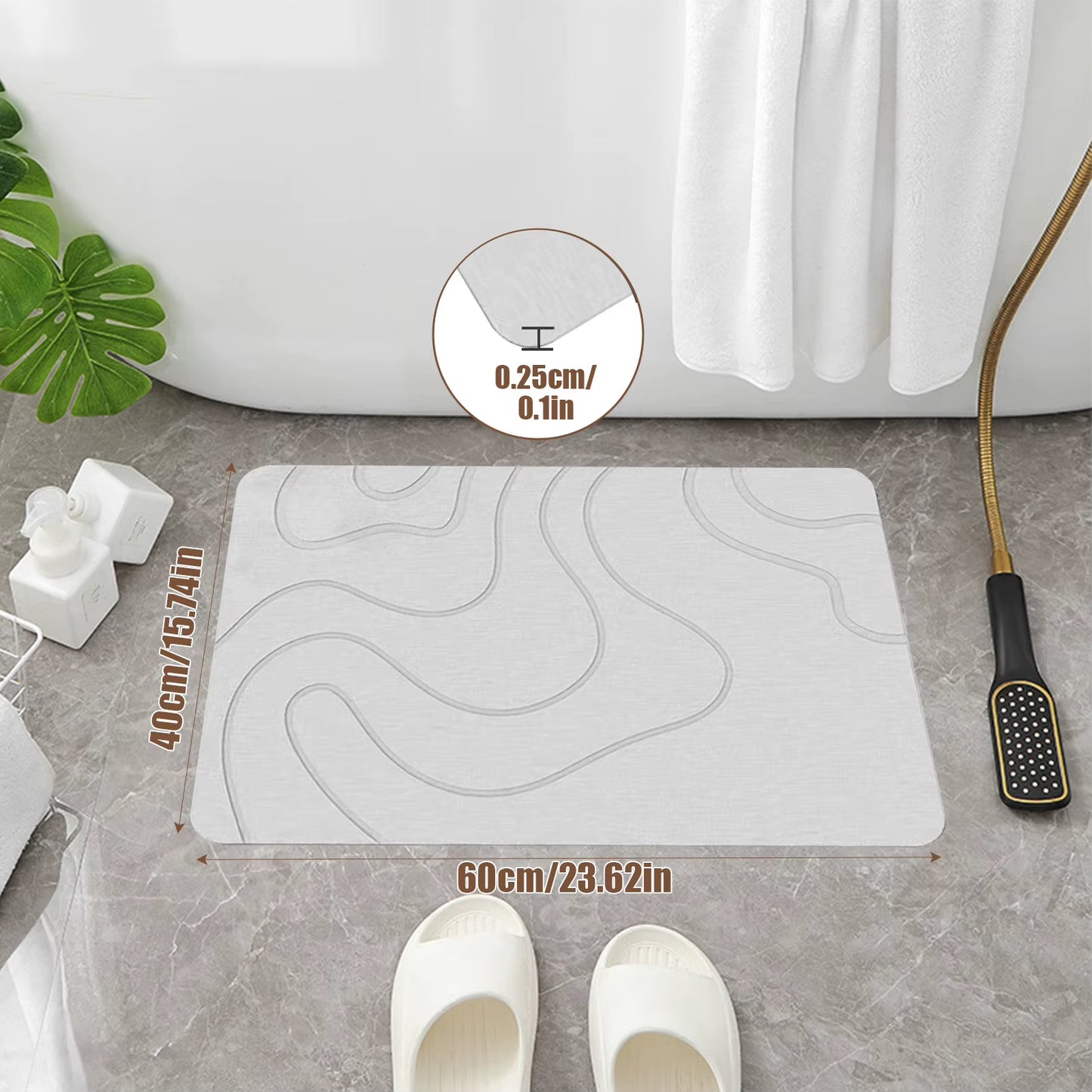 Diatomite Stone Bath Mat Non-Slip Bathroom Rug Water Absorption Quick Drying Bathtub Floor Mats Shower Room Entrance Doormat