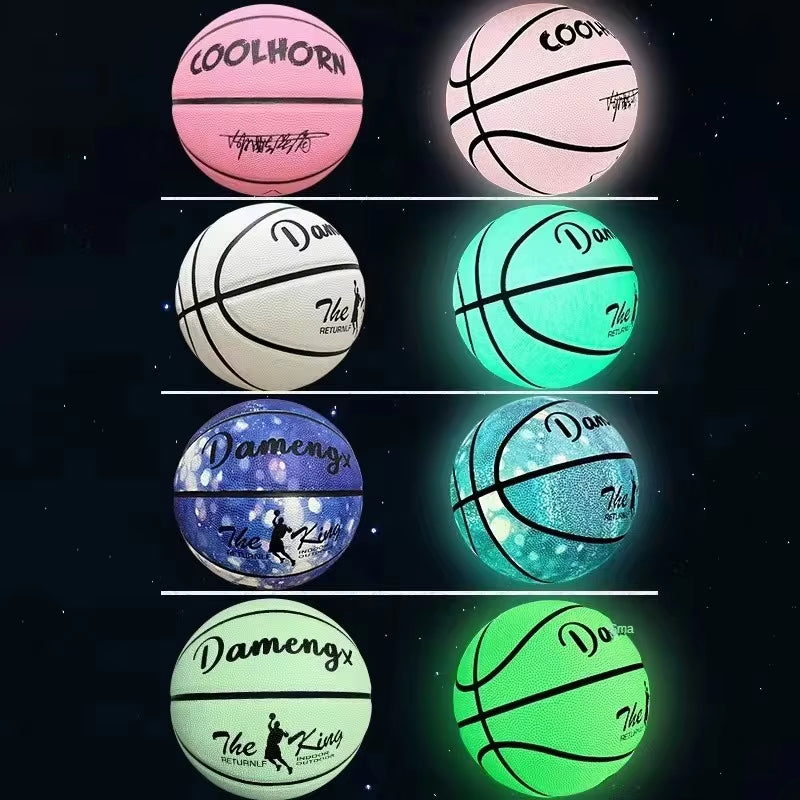 New Adult and Children'S anti Slip and Wear-Resistant Luminous Basketball with Size 5 7 and 6 PU Soft Leather for Outdoor Use