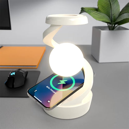 Creative Table Lamp, Rotating Floating Lamp, 15W Wireless Charger, Mobile Phone Wireless Charger, RGB Atmosphere Night Light