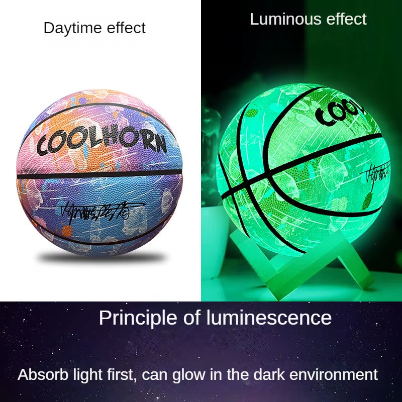 New Adult and Children'S anti Slip and Wear-Resistant Luminous Basketball with Size 5 7 and 6 PU Soft Leather for Outdoor Use