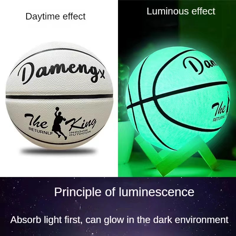 New Adult and Children'S anti Slip and Wear-Resistant Luminous Basketball with Size 5 7 and 6 PU Soft Leather for Outdoor Use