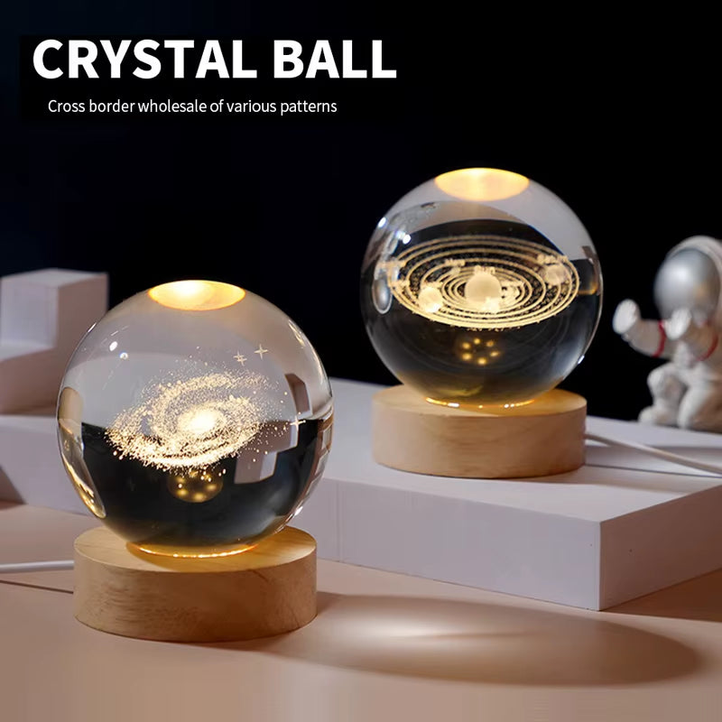 LED Night Light Milky Way Galaxy Solar System Crystal Ball Children Night Lamp Bedroom Ambient Light Creative Gift Night Light