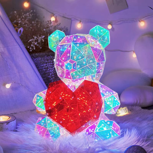 Colorful Glowing Bear 30CM High Fantasy LED Little Bear Lamp Romantic Girlfriend Surpris Birthday Valentine'S Gift Holiday Decor