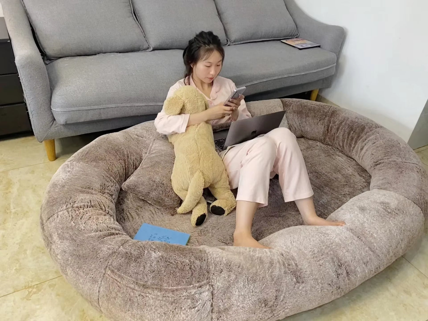 Large New Human Dog Bed Extra Removable and Washable Pet Products Pocket Design Beanbag Sofa Premium Plush Giant Cat and Dog Mat