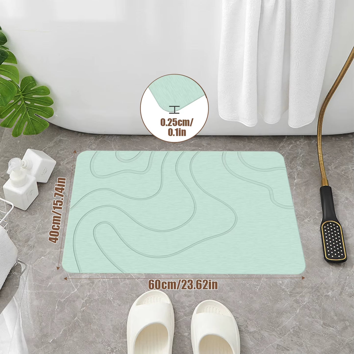 Diatomite Stone Bath Mat Non-Slip Bathroom Rug Water Absorption Quick Drying Bathtub Floor Mats Shower Room Entrance Doormat