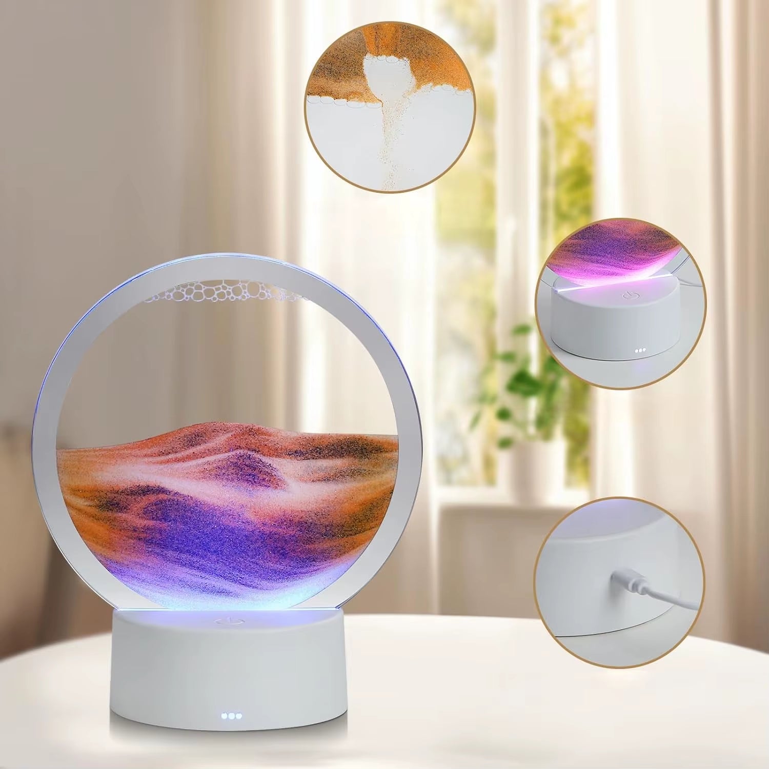 Quicksand Table Lamp Creative Sleeping Lamp Ambiance Lamp Quicksand Painting 3D Three-Dimensional Night Lamp Table Top Decoratio